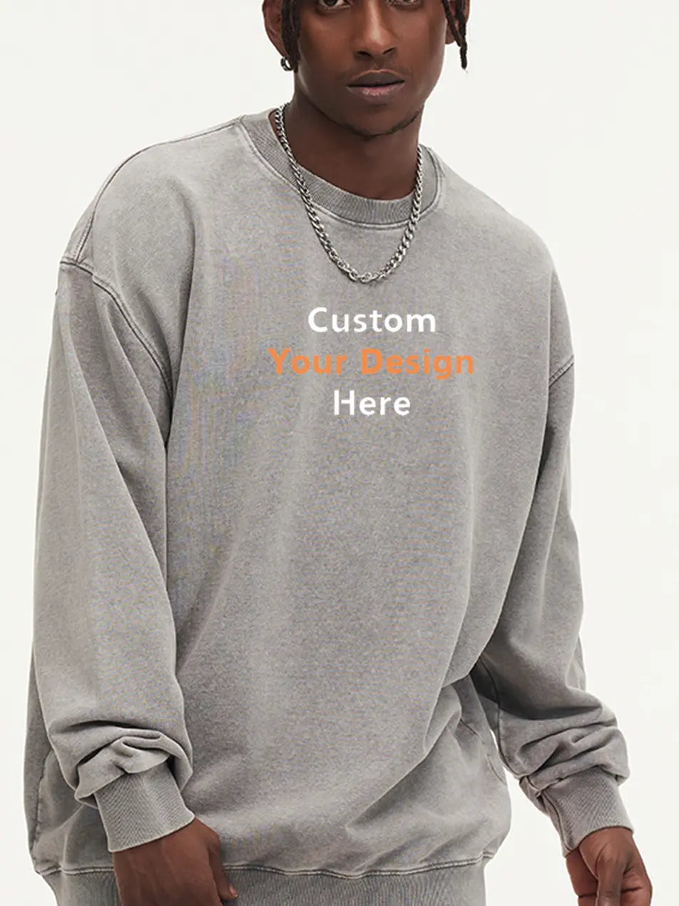 450g Custom Wash Color Basic Cotton Sweatshirt