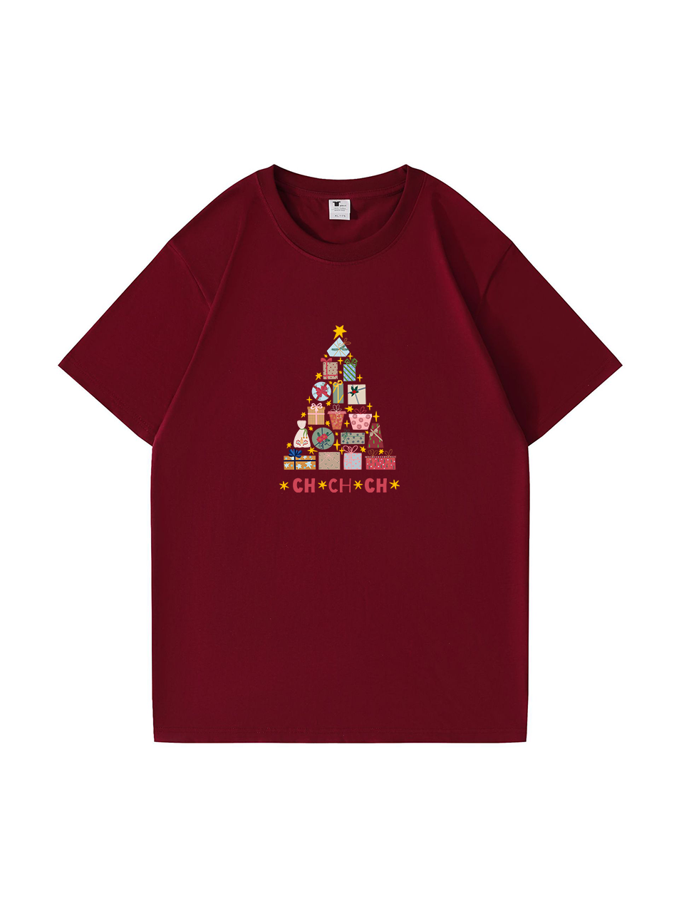 Christmas Tree Printed Cotton T-Shirt 