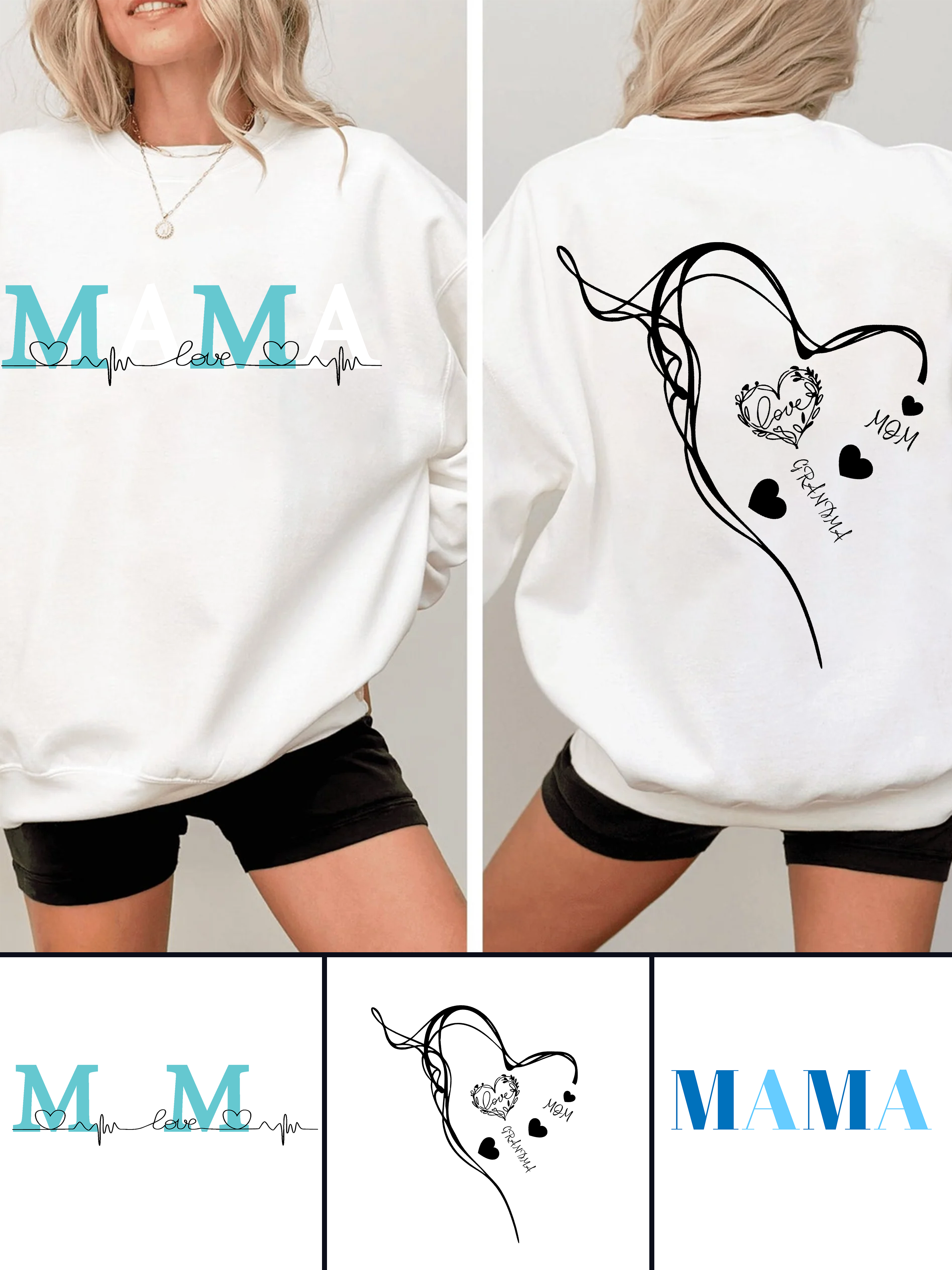 320g MAMA Abstract Heart Line Printed Cotton Sweatshirt Emma Bridess