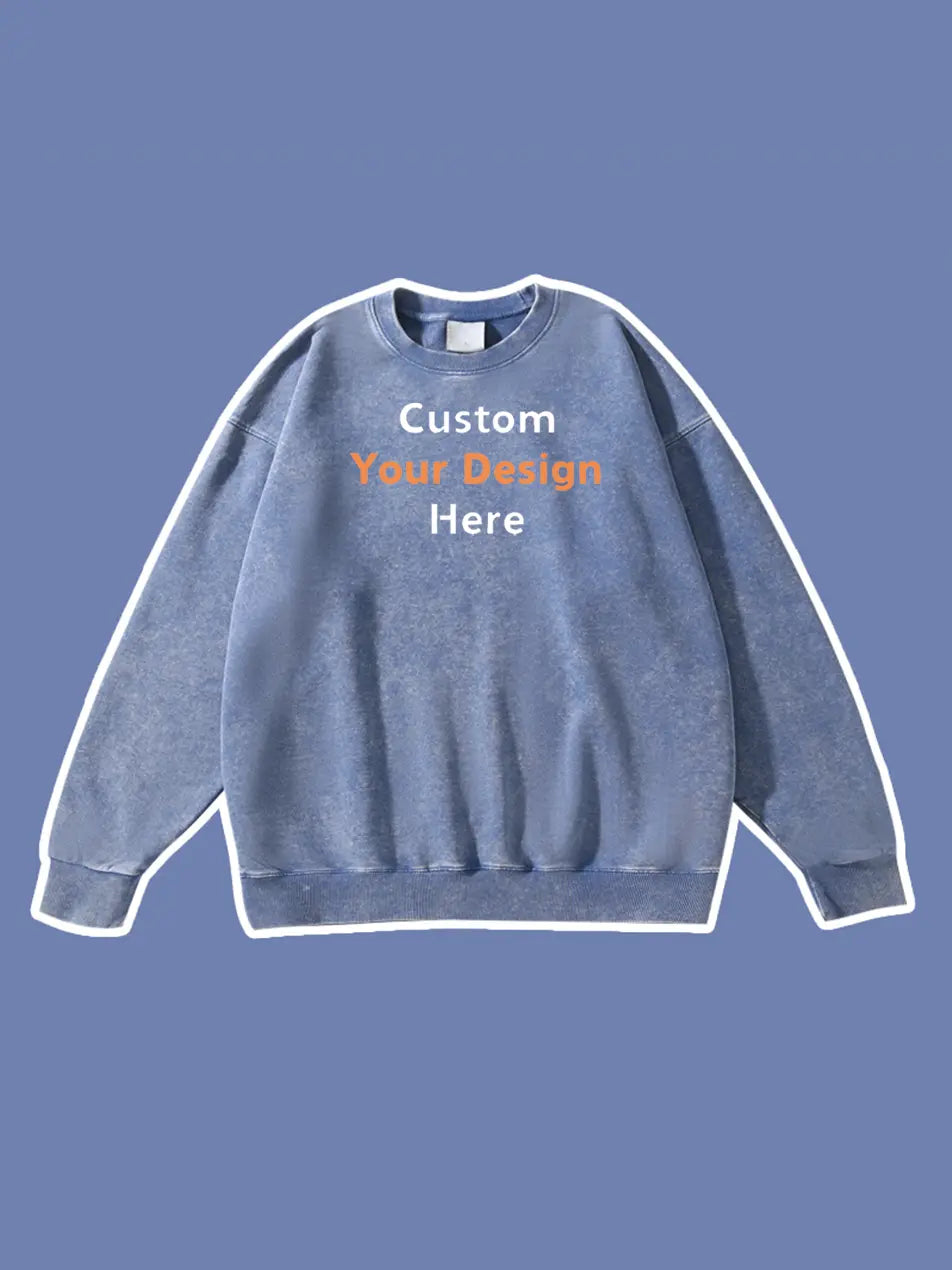 450g Custom Wash Color Basic Cotton Sweatshirt