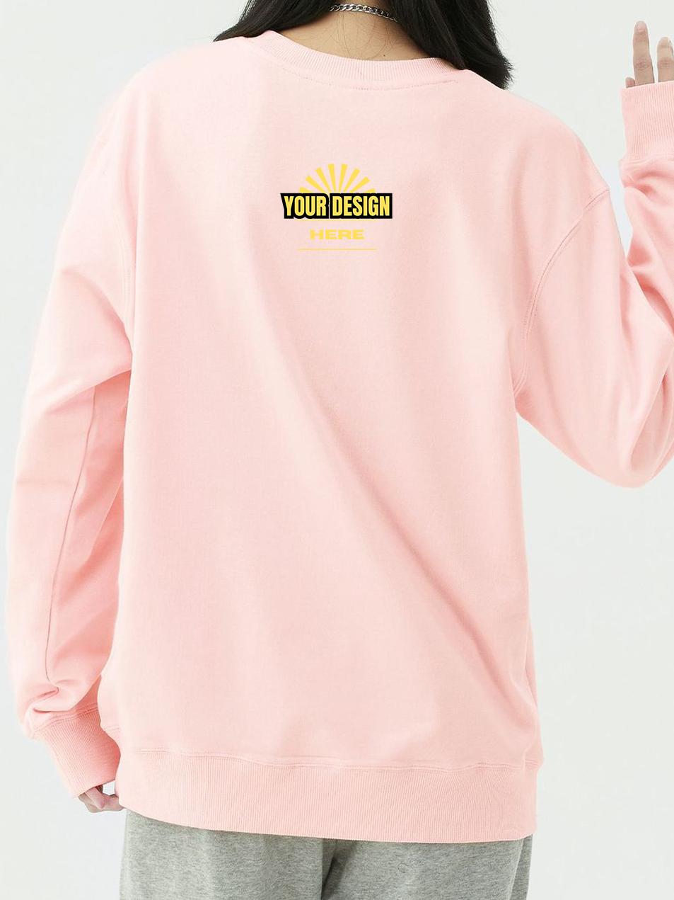 Custom Solid Round Neck Thermal Pullover Sweatshirt