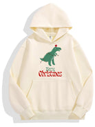 Christmas Dinosaur Printed Cotton Hoodie