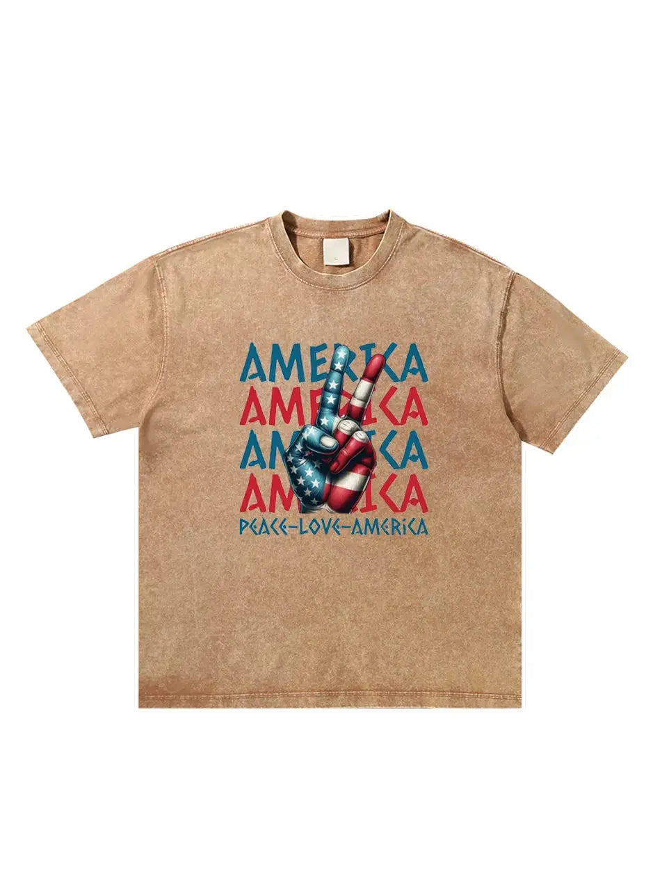 Peace Love America Independence Day Custom T-shirts