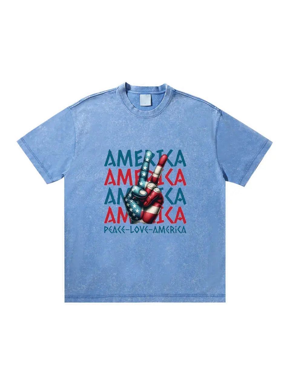 Peace Love America Independence Day Custom T-shirts