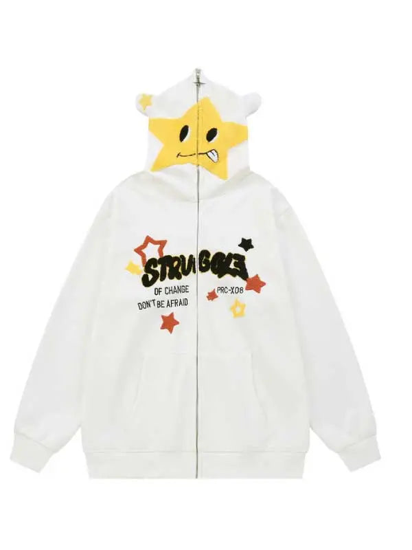 Star Letter Graphic Full Zip-up Hoodie - Emma Bridess