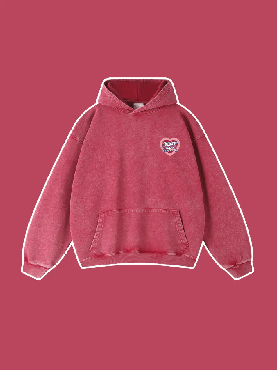 Heart Pattern Washed Vintage Hoodie - Emma Bridess