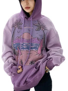 Hawaiian Beach Printed Retro Hoodie