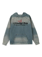 Women Washed Embroidered Denim Hoodie