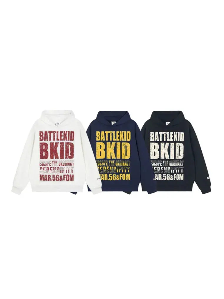 Girl's Color Contrast Printed Letter Hoodie