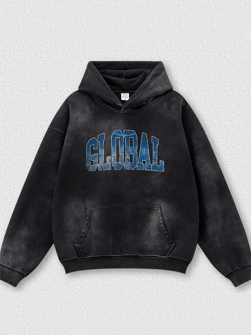 Letter-printed Washed Hoodie