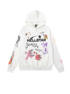 Cute White Graffiti Pattern Hellstar Hoodies - Emma Bridess