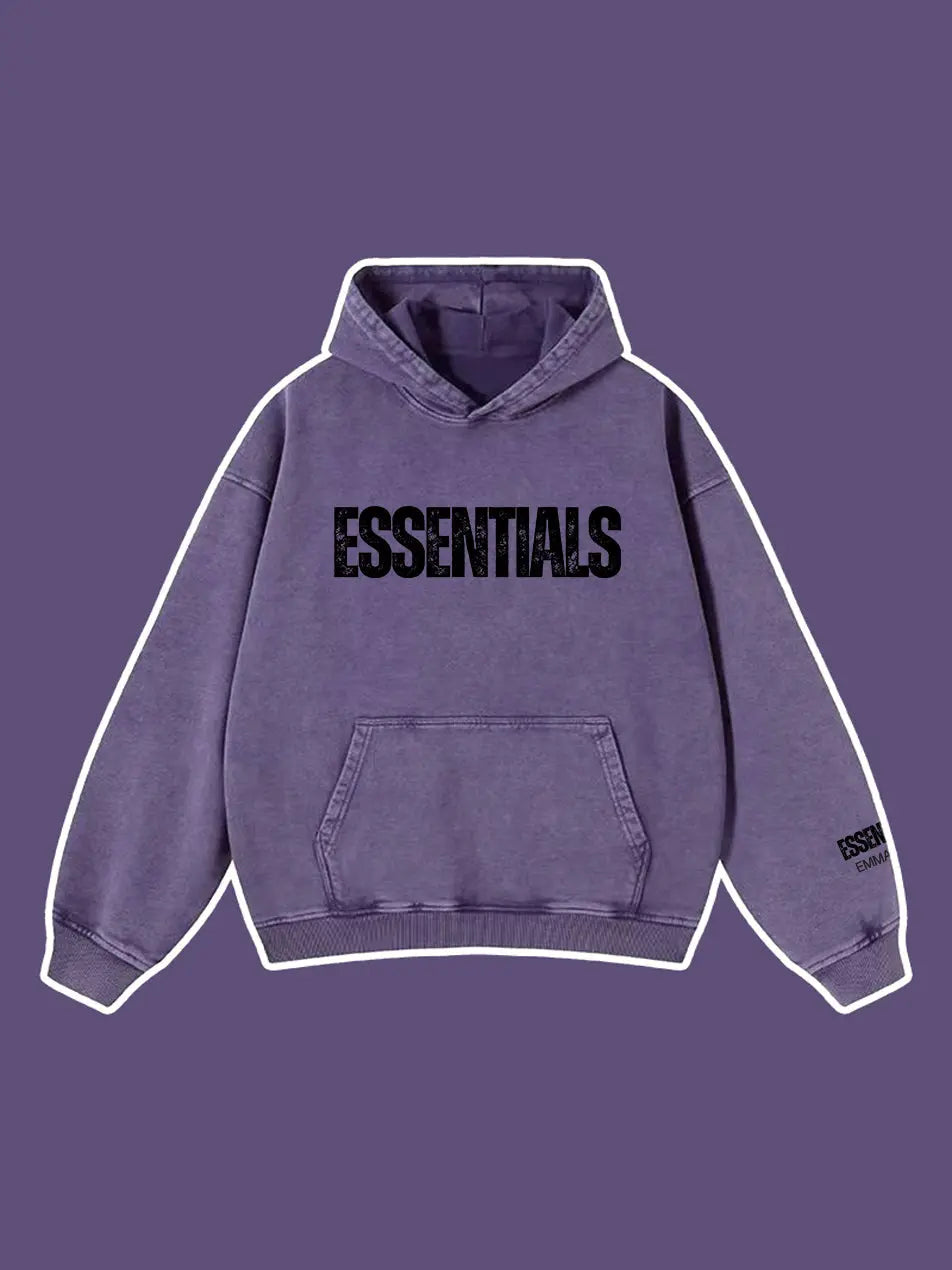 450g Wash Old Vintage Essentials Hoodie