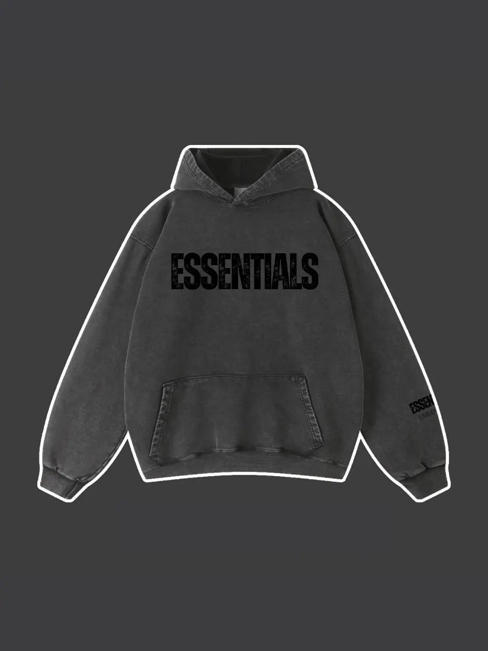 450g Wash Old Vintage Essentials Hoodie