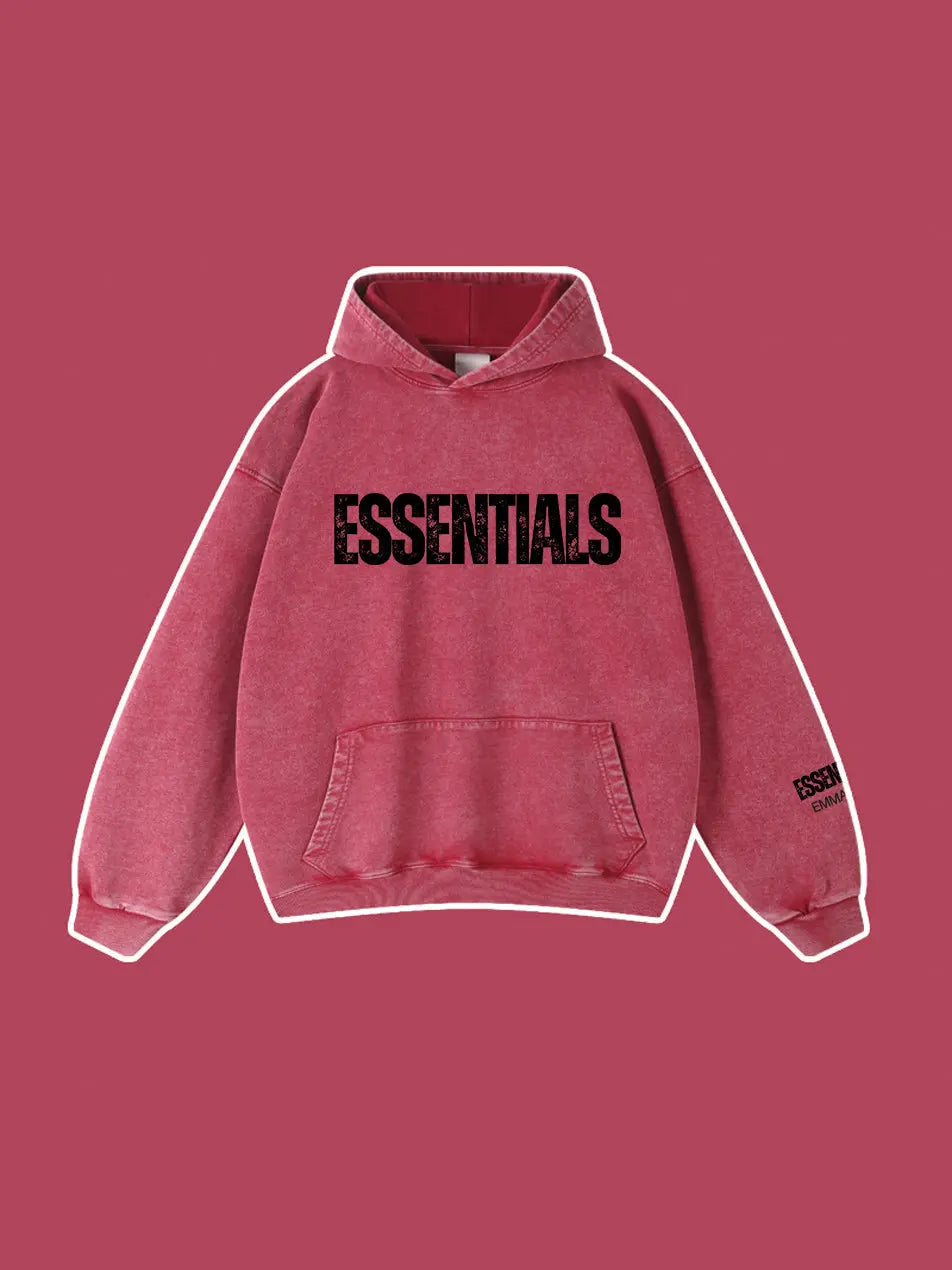 450g Wash Old Vintage Essentials Hoodie