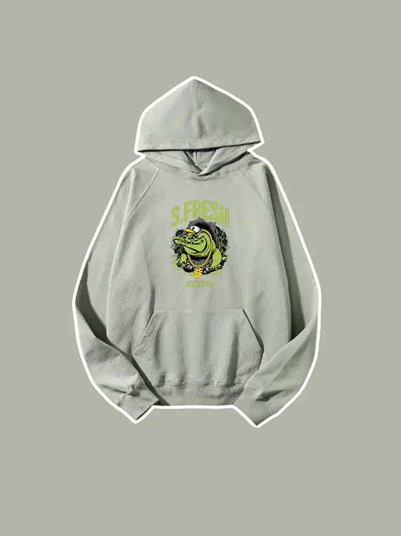 320g Fresh Printed Hooded Sweatshirt