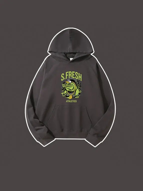 320g Fresh Printed Hooded Sweatshirt