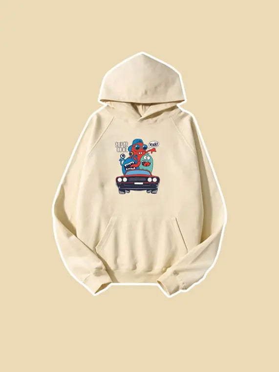 Cartoon Printed Hooded Sweatshirt