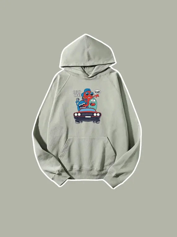 Cartoon Printed Hooded Sweatshirt