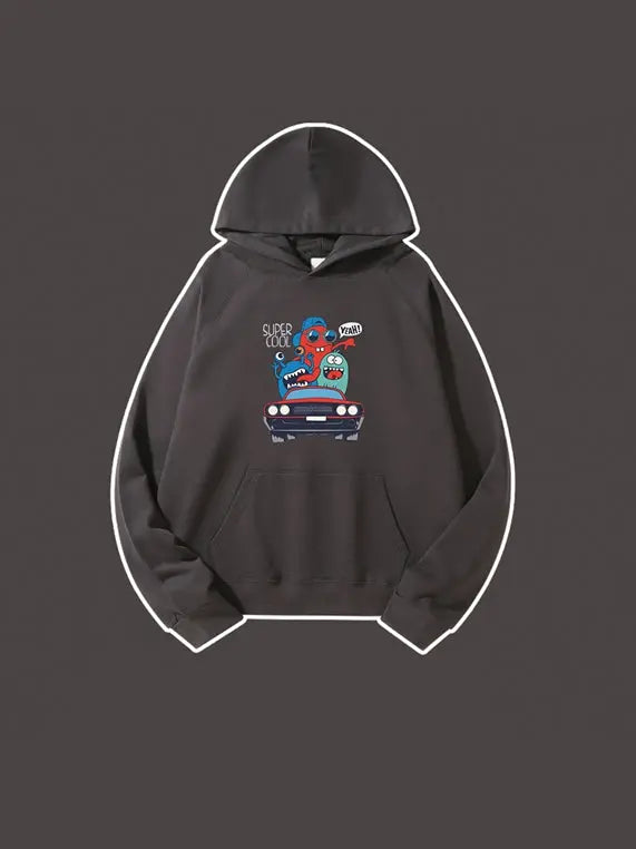 Cartoon Printed Hooded Sweatshirt