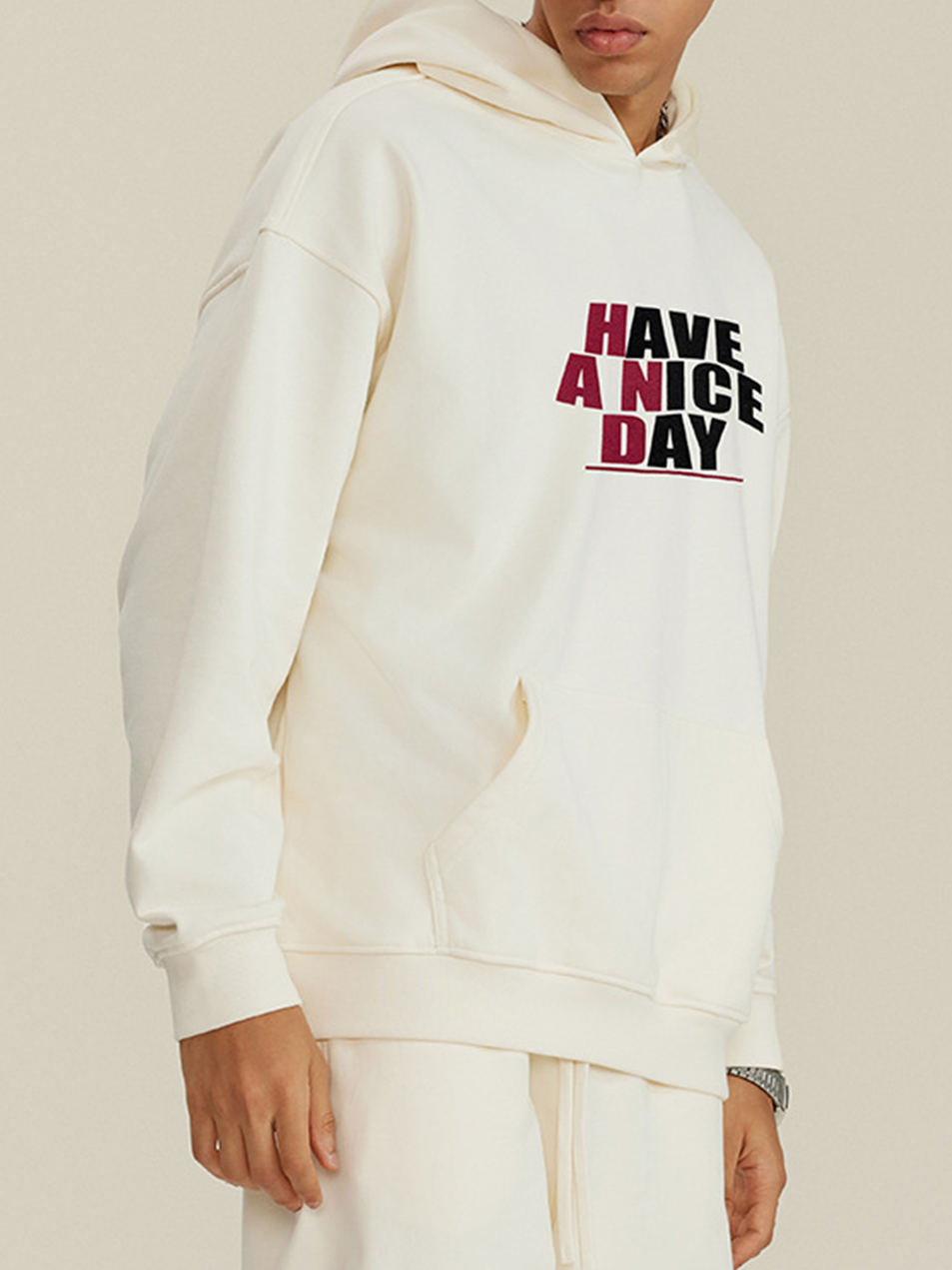 445g Letter Printed Cotton Hoddie-Have A Nice Day