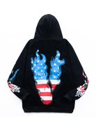 Flag Flame Zipper Cotton Hoodie