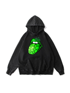 360g Four-leaf Clover Protruding Tongue Wash Old Cotton Hoodie for St. Patrick's Day Emma Bridess