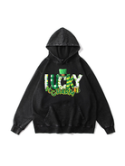 360g Lucky Charm Printed Wash Old Cotton Hoodie for St. Patrick's Day Emma Bridess