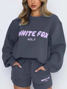 Women's Letter Print Crewneck Sweatshirt And Shorts Set