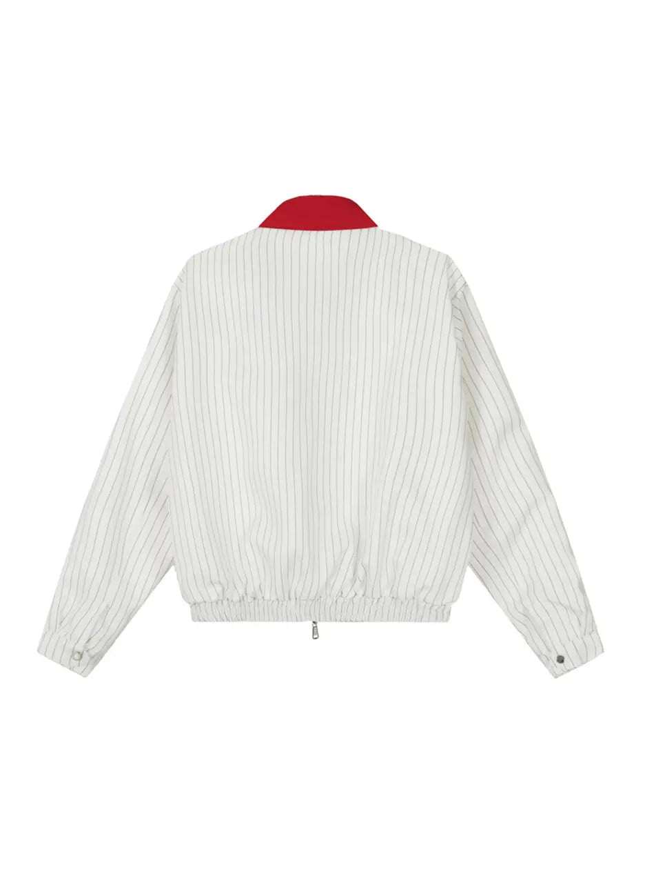 Men's Striped Letter Print Polo Jacket – Stylish & Sporty Outerwear Emma Bridess