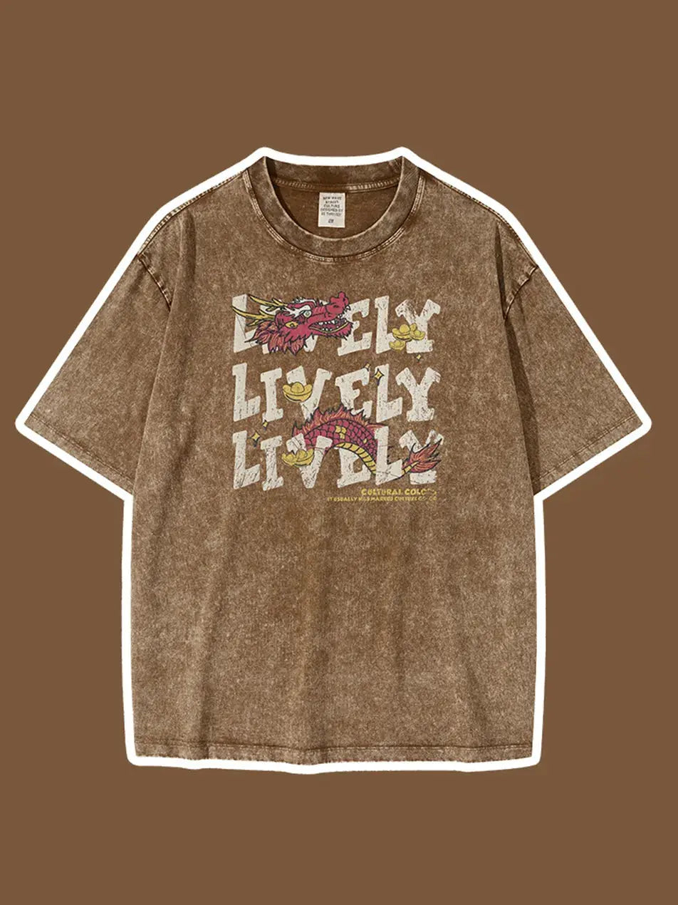 Kids Lively Vintage Letter Print T-Shirt