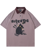 Y2K Cat Graphic Polo Collar Tees