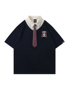 Y2K Polo Collar Tees with Tie