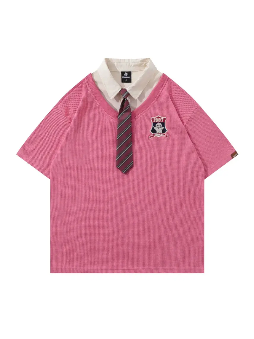 Y2K Polo Collar Tees with Tie