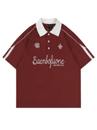 Letter Graphic Half Button Polo Shirt