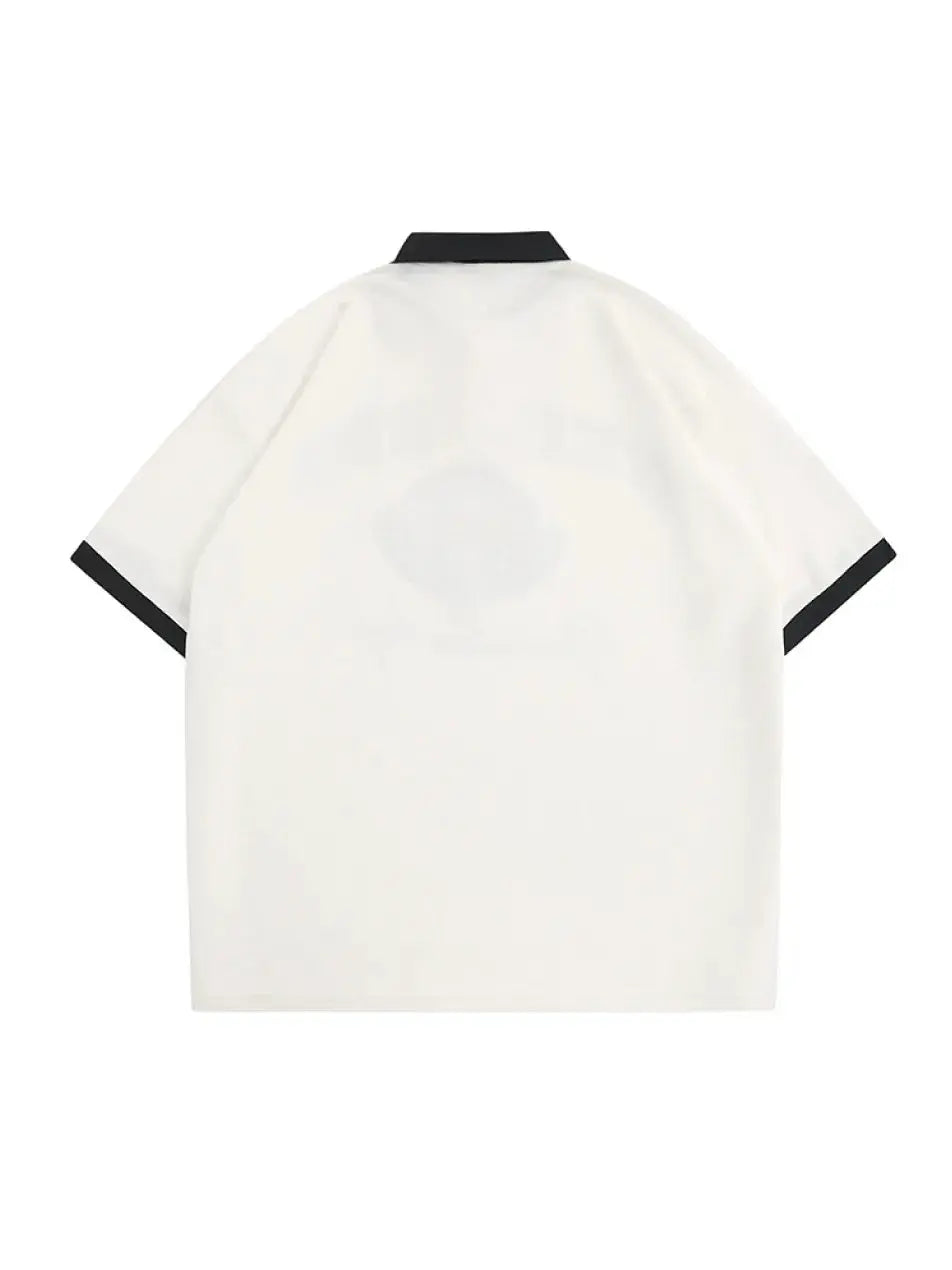 Badge Graphic Button Polo Shirt