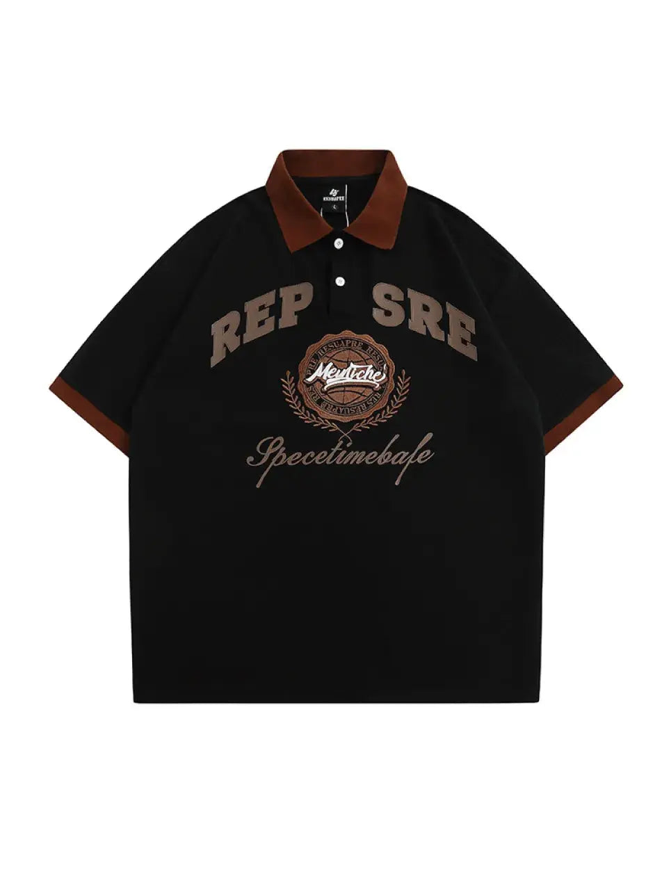 Badge Graphic Button Polo Shirt