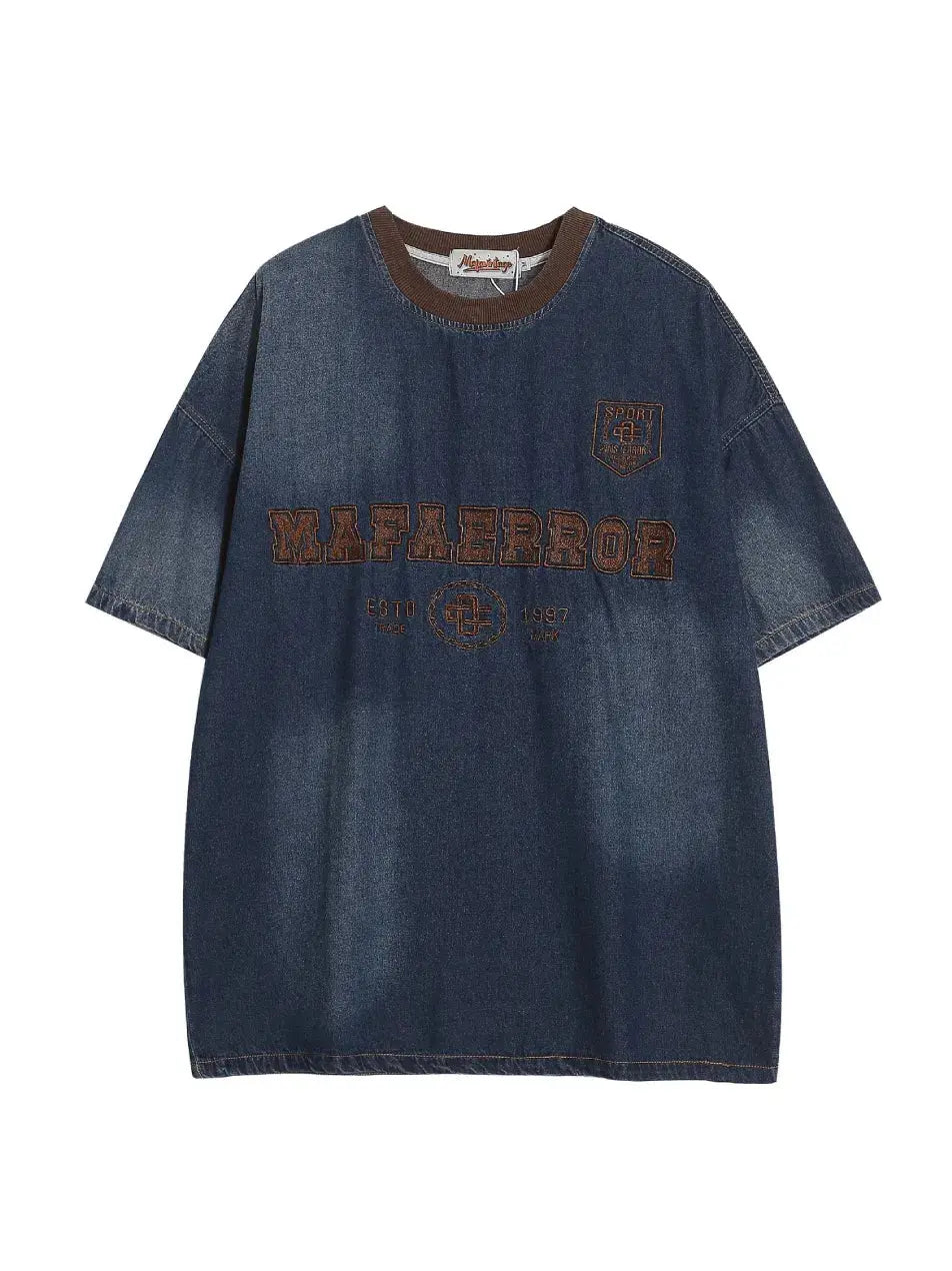 Drop Shoulder Denim T-shirt