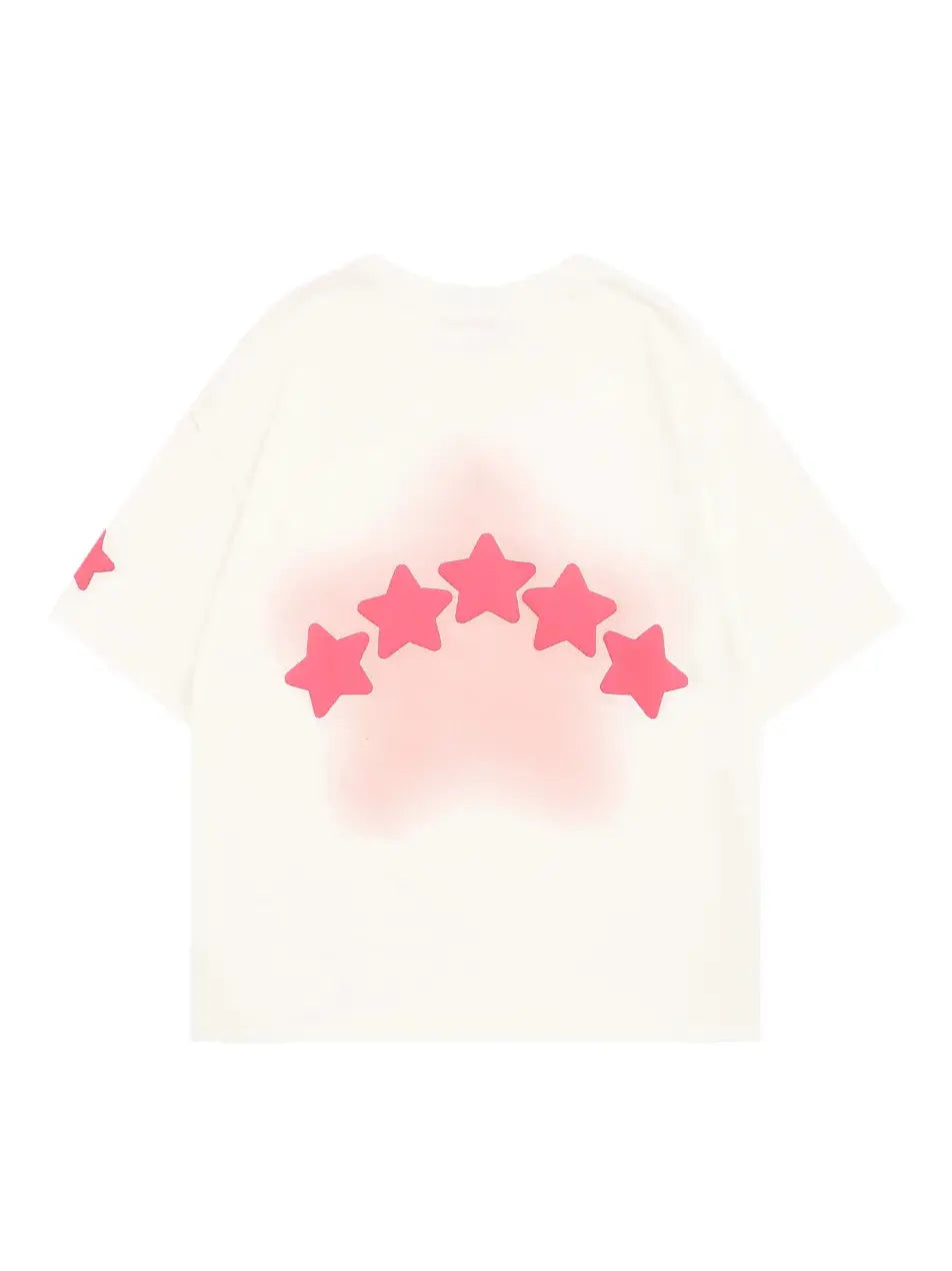 Blurred Star Letter Printed T-shirt