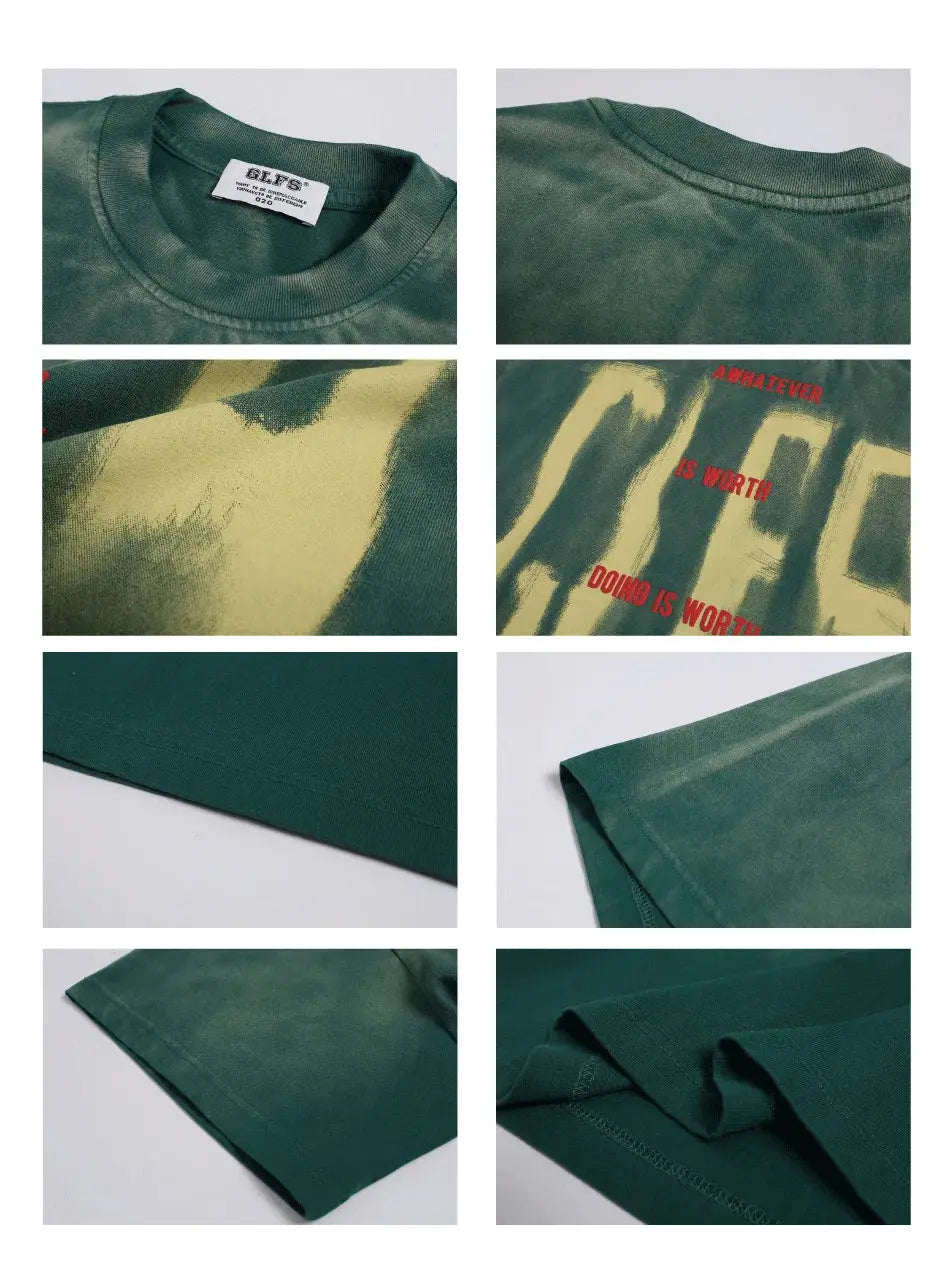 Blurred Letter Printed T-shirt