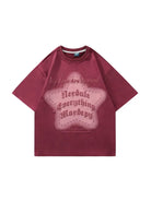 Blurred Star Letter Printed T-shirt