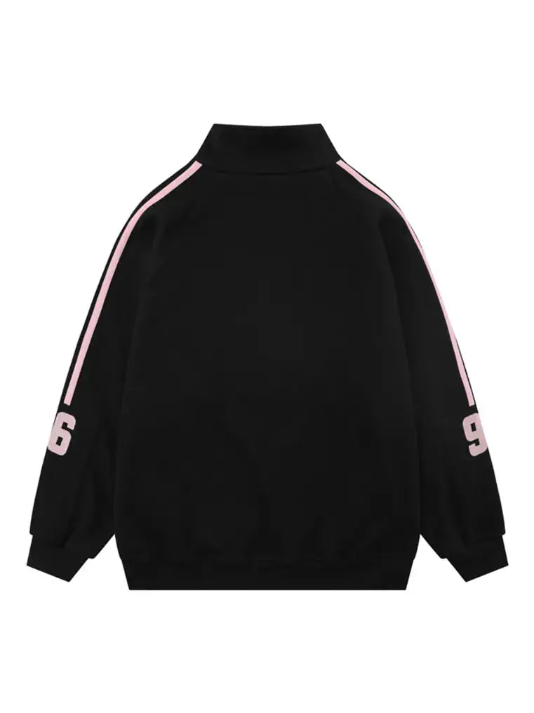 Vintage Three-bar Monogram Embroidered Half Zip Polo Sweatshirt