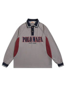 Embroidered Letter Polo Neck Sports Hoodie