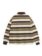 Embroidered Striped Polo Sweatshirt