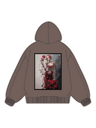 360g Cotton Heart Rose Printed Wash Old Hoodie for Valentine's Day