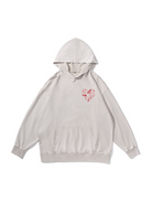 360g Cotton Heart Rose Printed Wash Old Hoodie for Valentine's Day