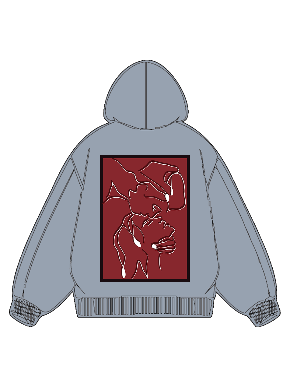 320g Cotton Red Back Printed Hoodie for Valentine's Day