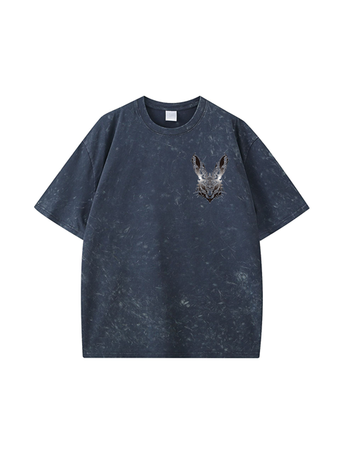 270g Cotton Easter Future Rabbit Printed Wash Old T-shirt