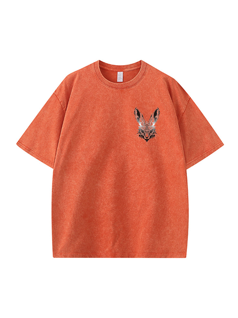 270g Cotton Easter Future Rabbit Printed Wash Old T-shirt