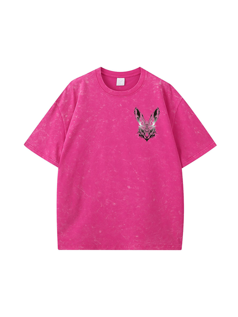 270g Cotton Easter Future Rabbit Printed Wash Old T-shirt