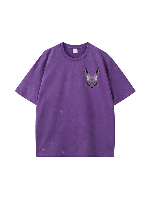 270g Cotton Easter Future Rabbit Printed Wash Old T-shirt